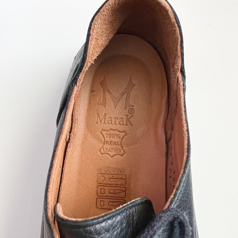 MARAK Loafers Womens Size 38 Black Mari Perforated Leather‎ Lace Up Whipstitched - Picture 10 of 10